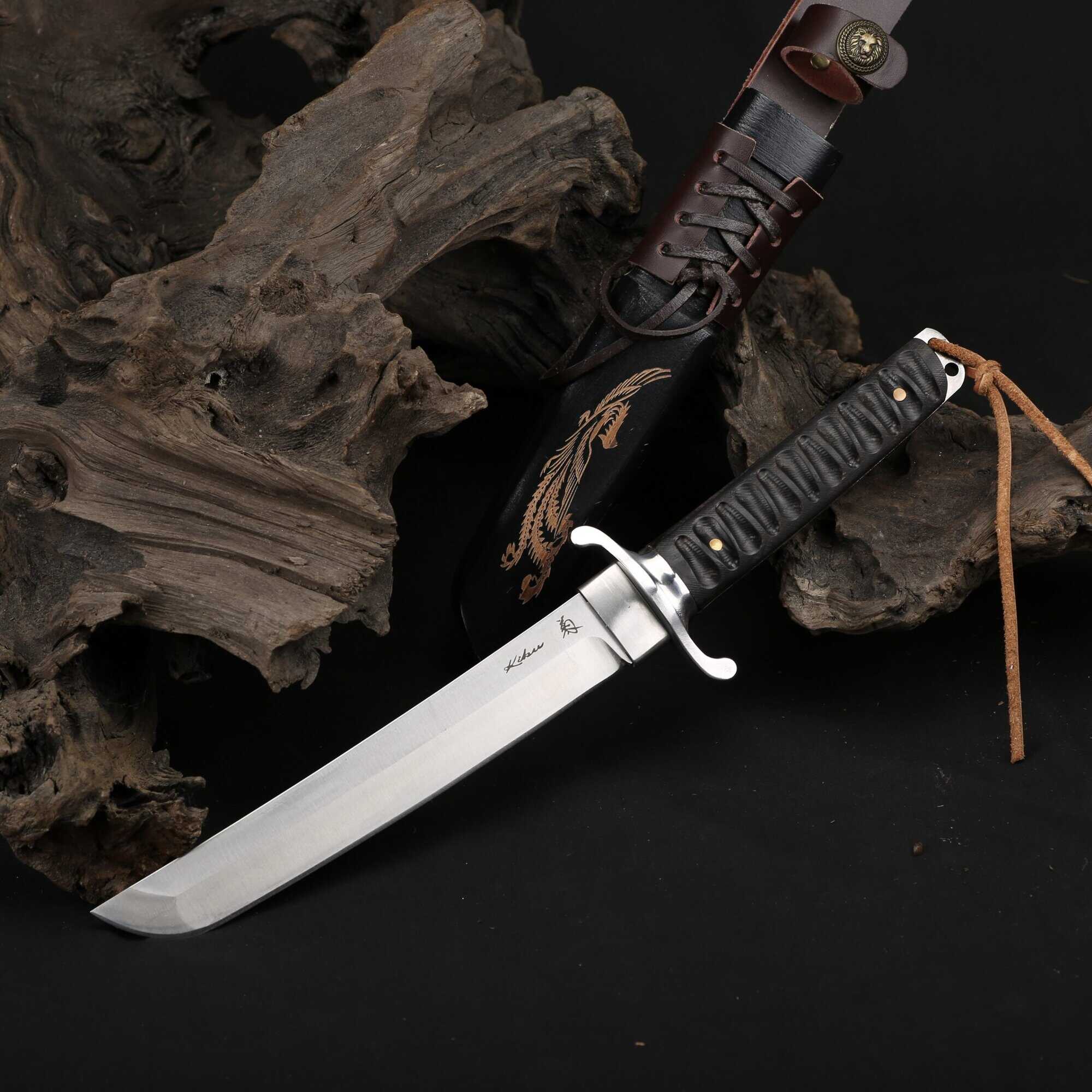 Ac015 ebony handle tanto knife