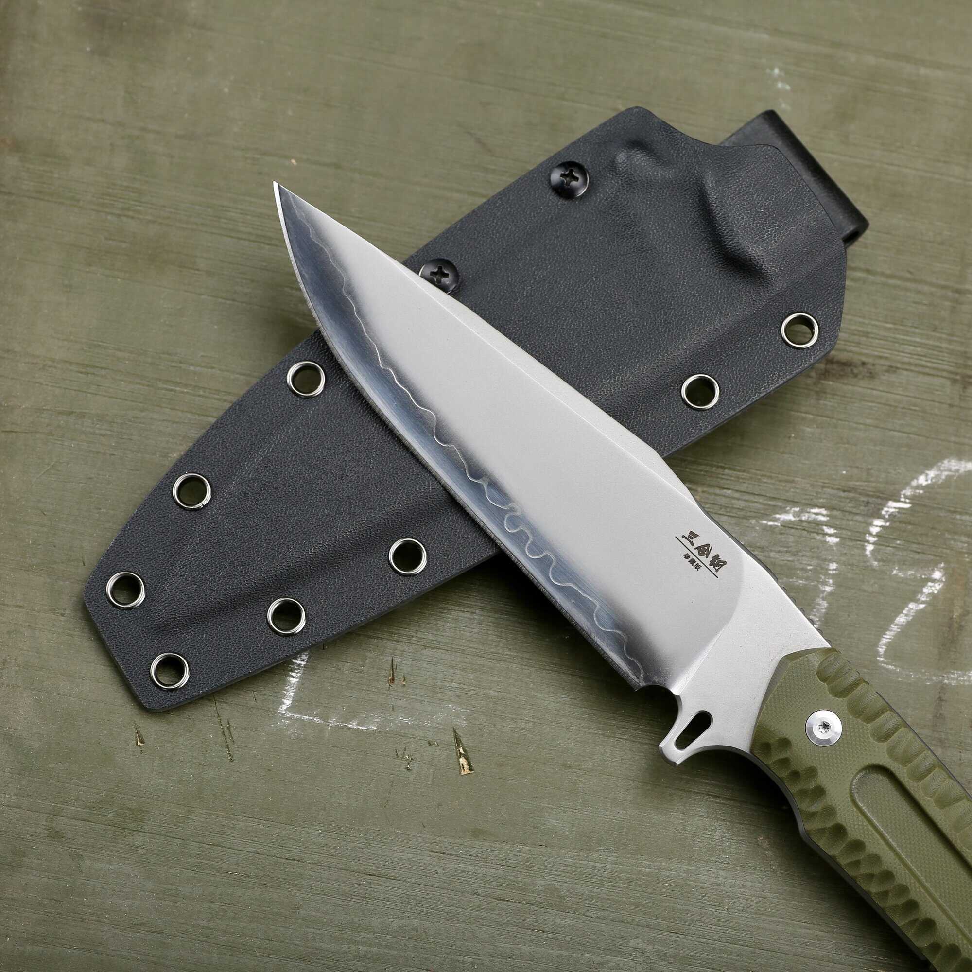 Ac024 san mai tactical survival knife blade edge