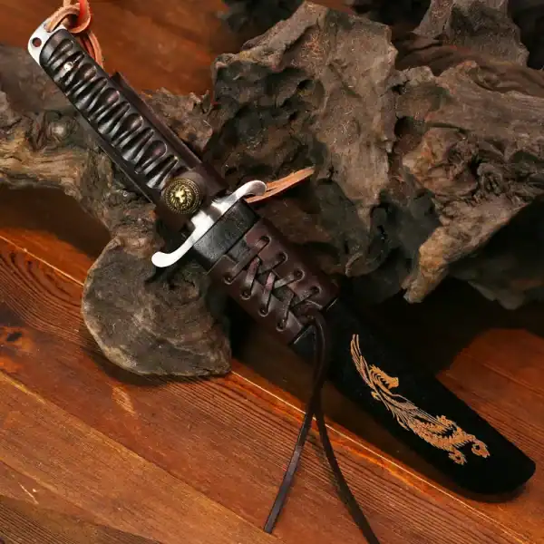 AC015 Ebony Handle Tanto Knife