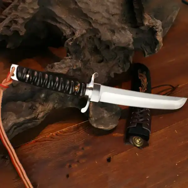 AC015 Ebony Handle Tanto Knife